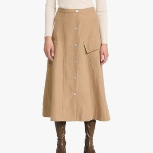 Vince Brown A-Line Midi Skirt for Casual Work